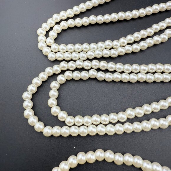 Faux Pearl Long Single Strand Necklace Elegant Opera Length Beaded Jewelry Acces - Picture 5 of 8